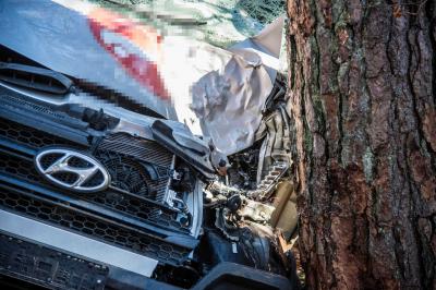 Baltmannsweiler: Transporter faehrt gegen Baum - Fahrer eingeklemmt und verletzt